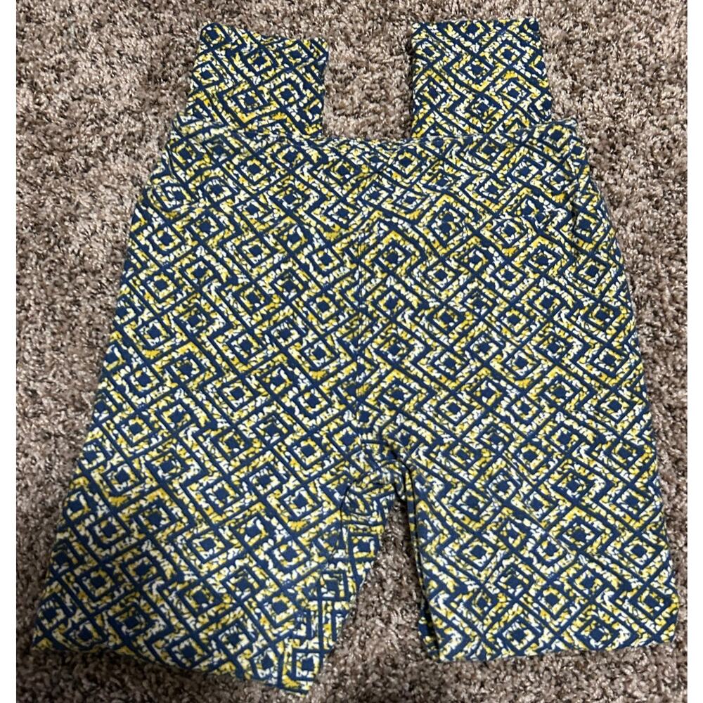 LuLaRoe Yellow and Navy-Blue Triangular Pattern Leggings One Size (2-10)